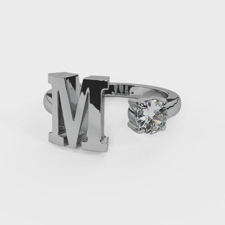 'M' Initial Ring with Diamond