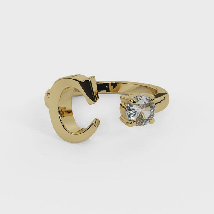 'C' Initial Ring with Diamond