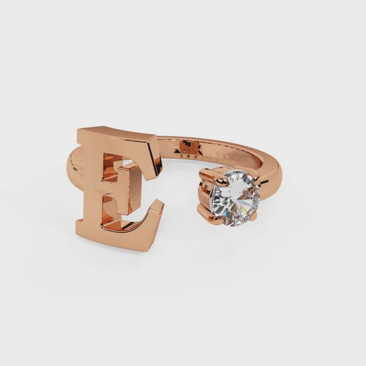 'E' Initial Ring with Diamond