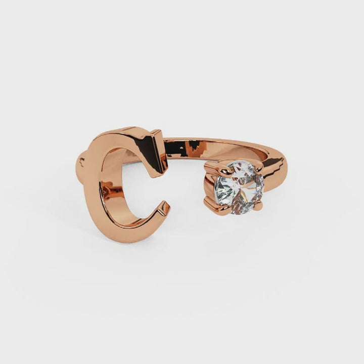 'C' Initial Ring with Diamond