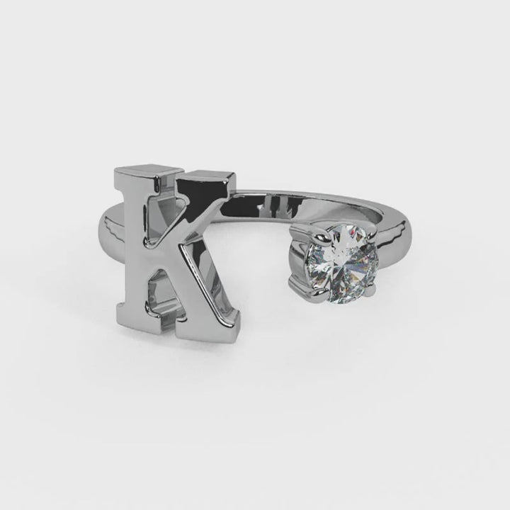 'K' Initial Ring with Diamond