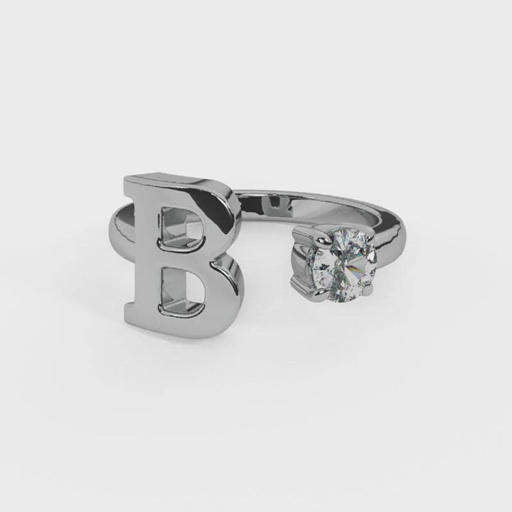 'B' Initial Ring with Diamond