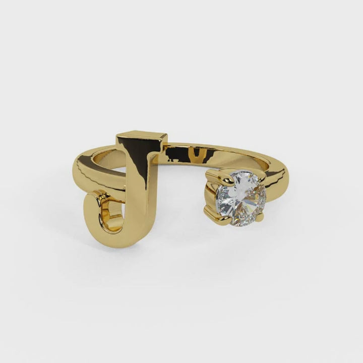 'J' Initial Ring with Diamond