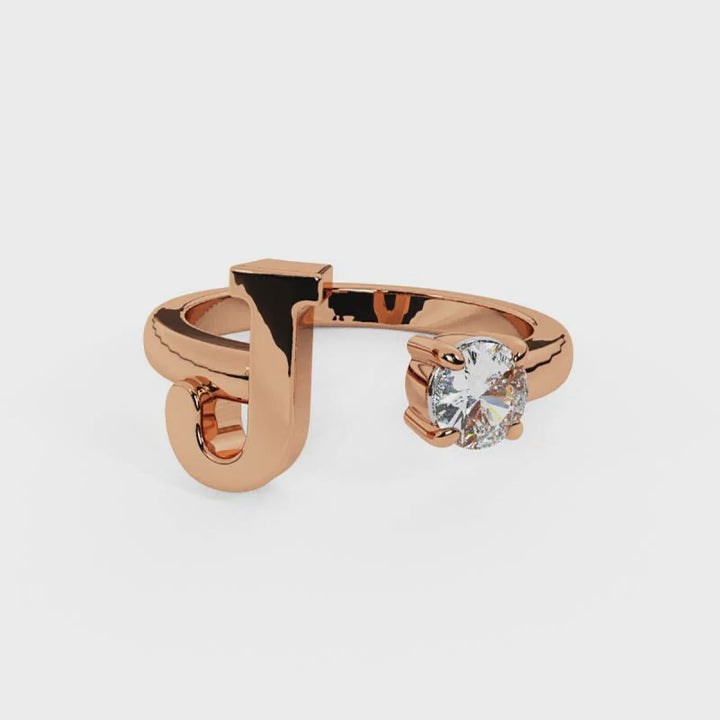 'J' Initial Ring with Diamond