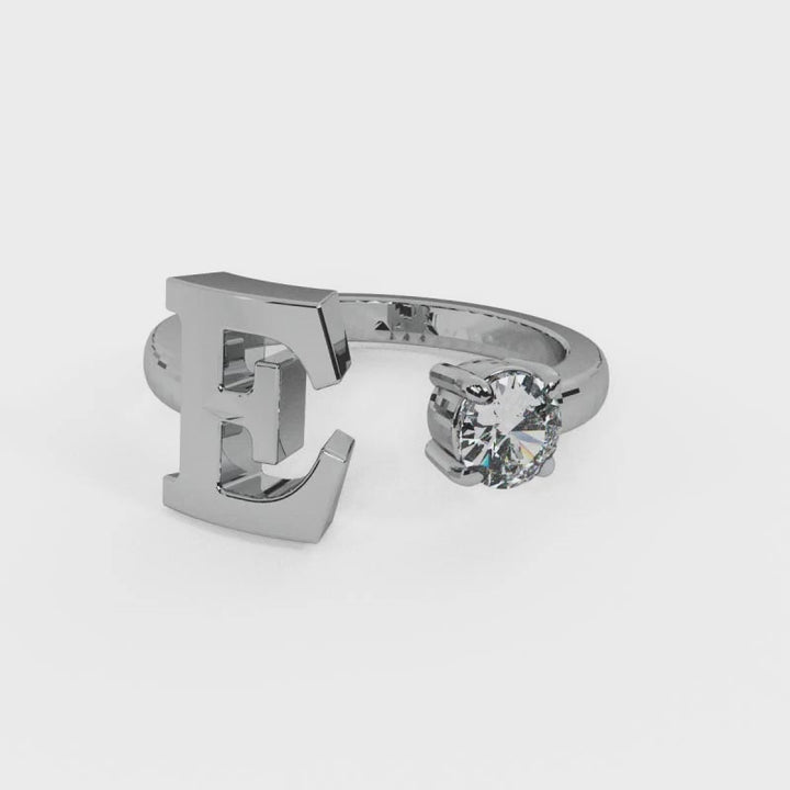 'E' Initial Ring with Diamond