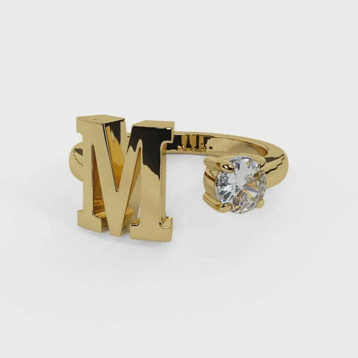 'M' Initial Ring with Diamond