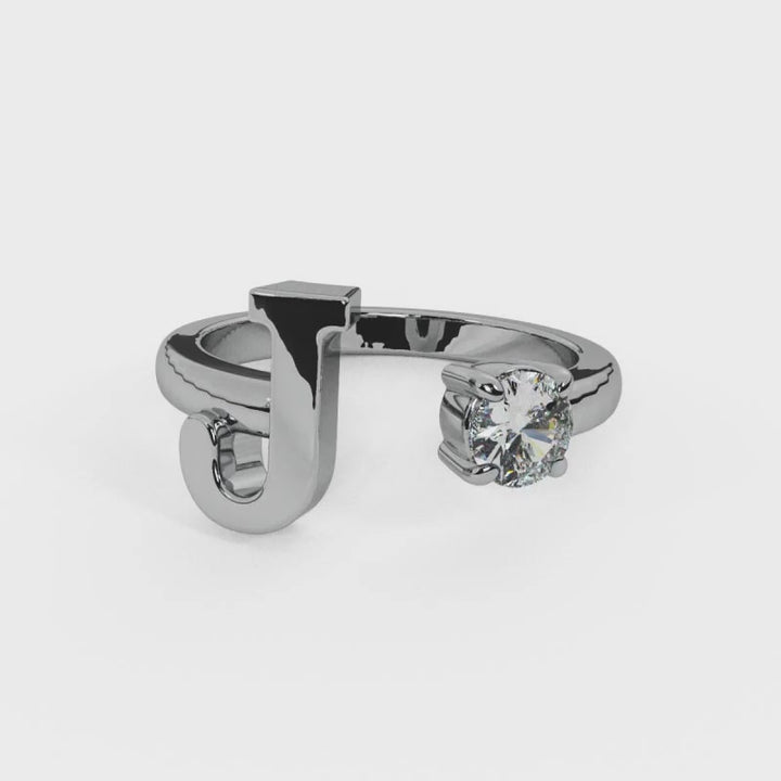 'J' Initial Ring with Diamond