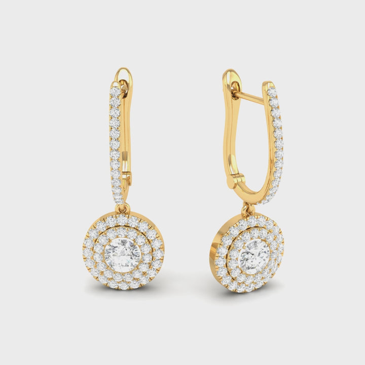 Floating Halo Round CZ Diamond Drop Earrings