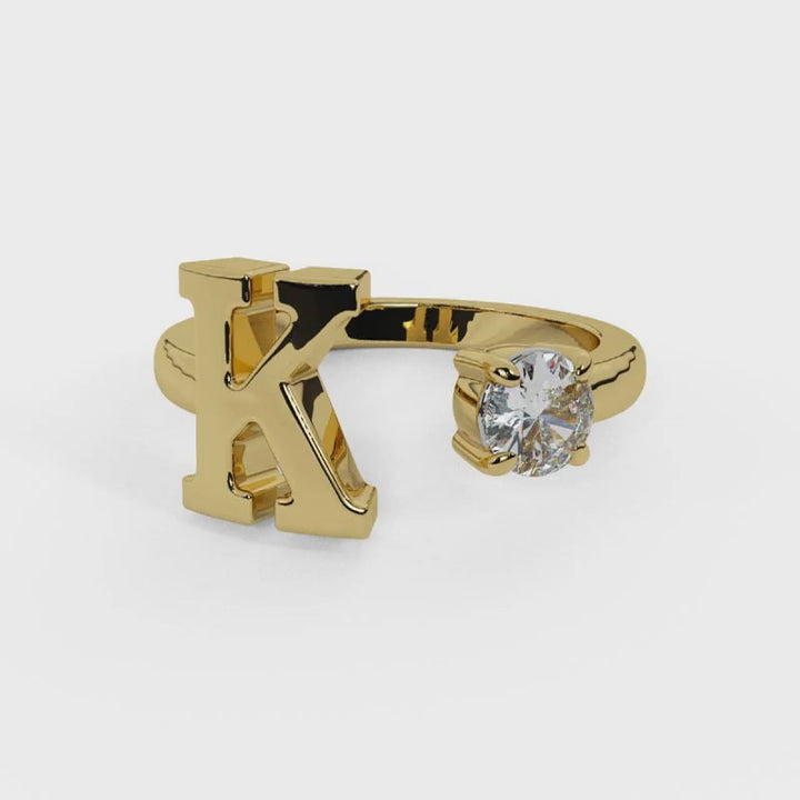 'K' Initial Ring with Diamond